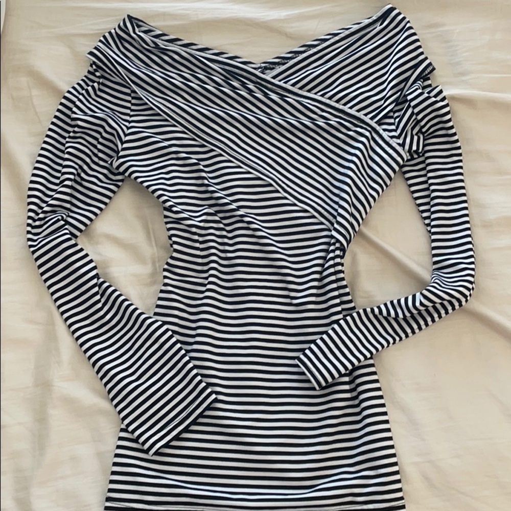 Off the shoulder striped fitted top